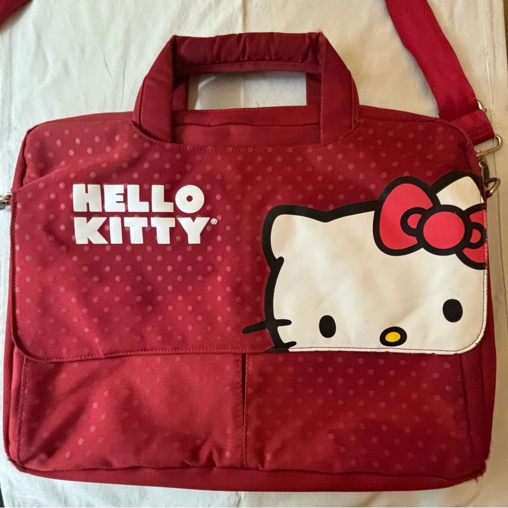 Hello Kitty Red Polka Dot Laptop Bag with Face Graphic
